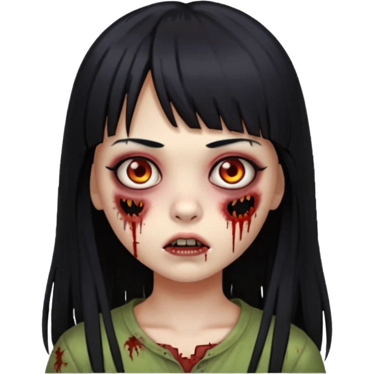 Faça uma menina de cabelo liso preto com franja zumbi cabelo longo  emoji