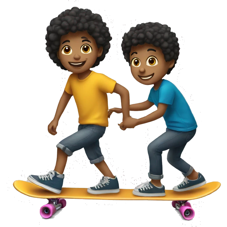a youngster pushing another on a skateboard emoji