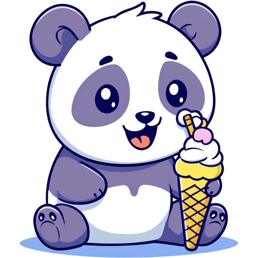 Panda eating ice cream emoji
