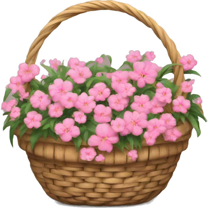 basket with courtyard and  pink flowers  emoji