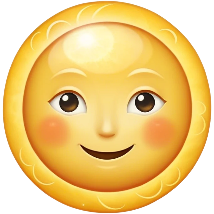 a really bright  big sun and a small moon who shines because of it. the sun is bigger and the tiny \moon bright too beside it smiling looking at each other emoji
