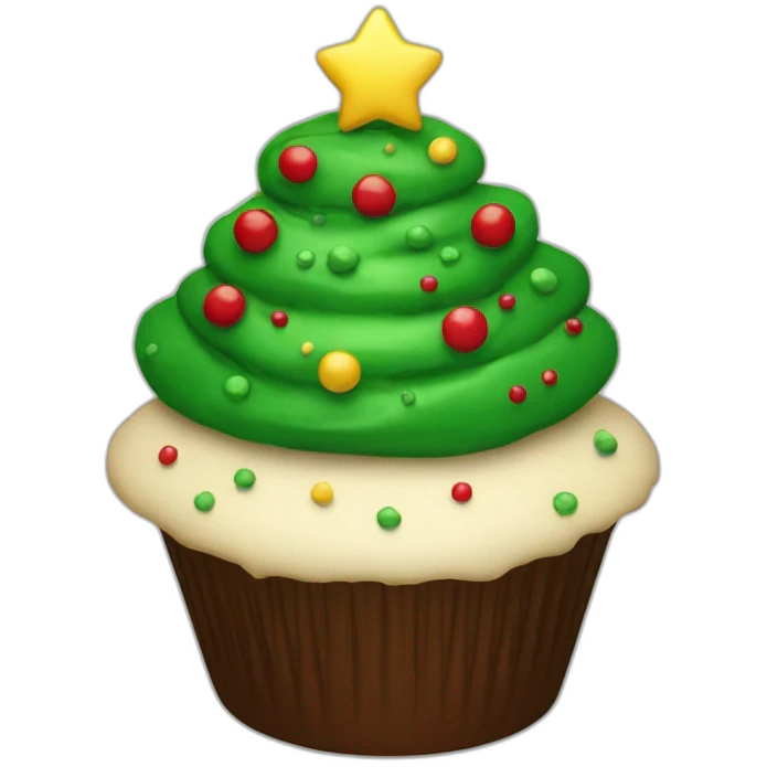 Happy Christmas tree cupcake emoji
