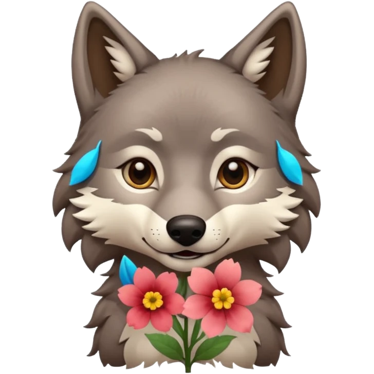 wolf holds flower emoji
