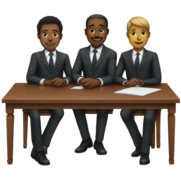 5 people in suits sitting at a table emoji