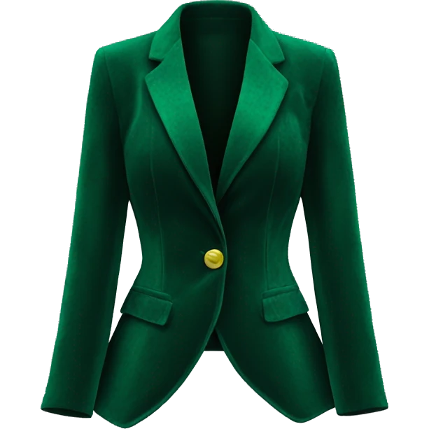 Realistic isolated side view of an open emerald green velvet feminine fashion blazer jacket. emoji