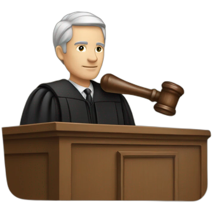 male judge with small woodden hammer emoji