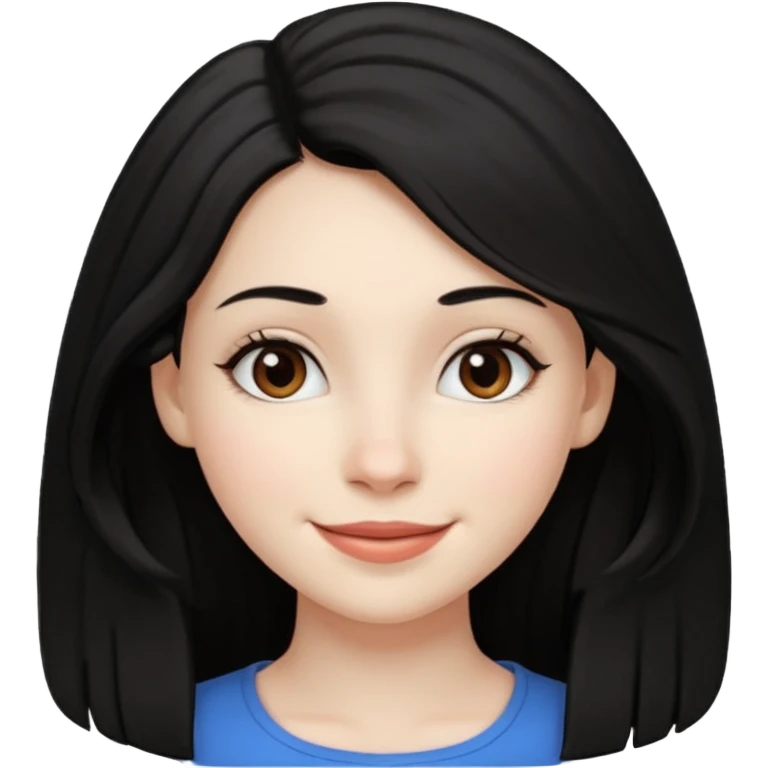a girl that has black 4c hair textures and pale skin color, It has brown eyes, a nose, lips, and it’s smiling. emoji
