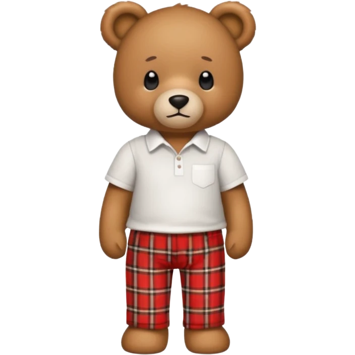 Brown Teddy bear with white shirt and red plaid pants  emoji