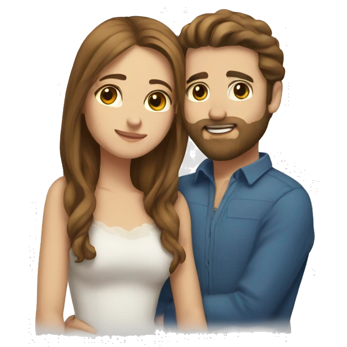 couple kising, him with brown hair, beard and eyes, white skin; her with bonde hair, brown eyes, white skin emoji