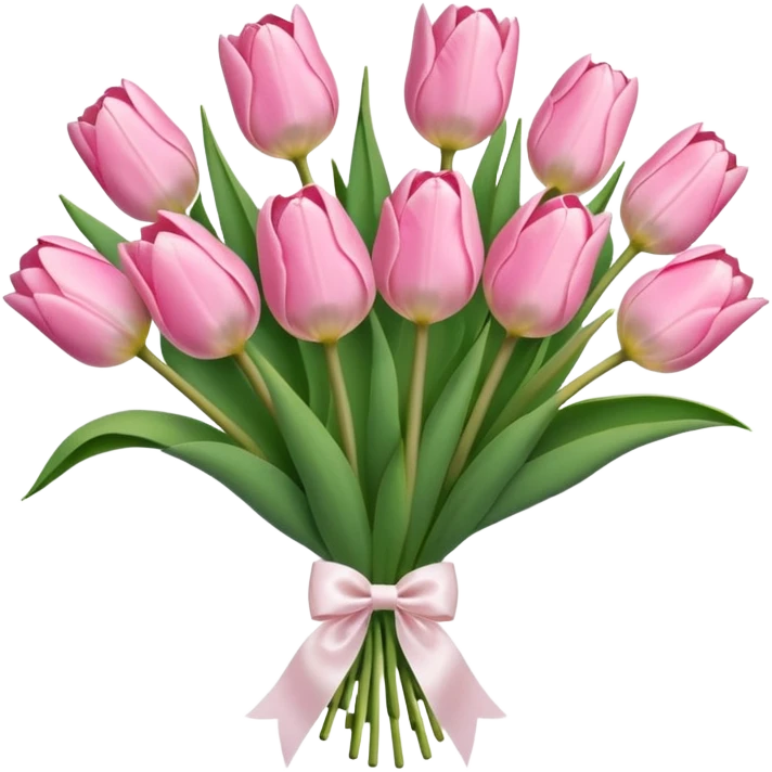 Pastel pink tulip bouquet with bow emoji
