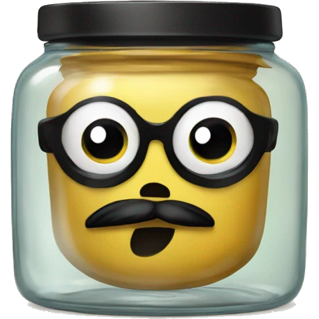 Anthropomorphic Mexican glass jar with a black beard  emoji