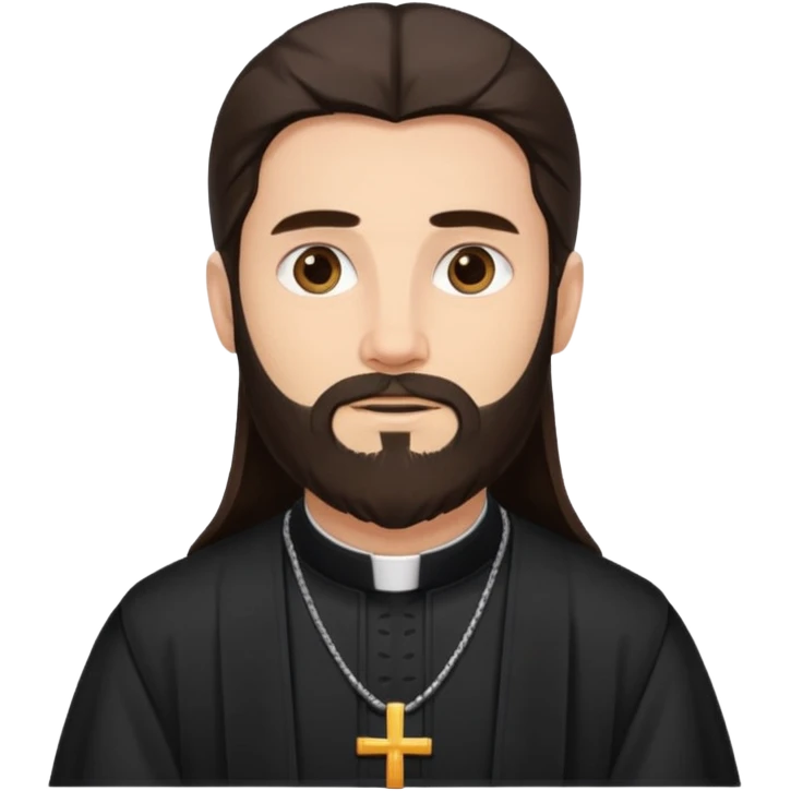  priest with dark brown long hair and beard   emoji