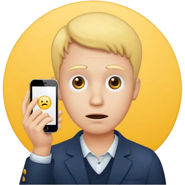 a yellow circle face confused why a hand is showing him a phone emoji