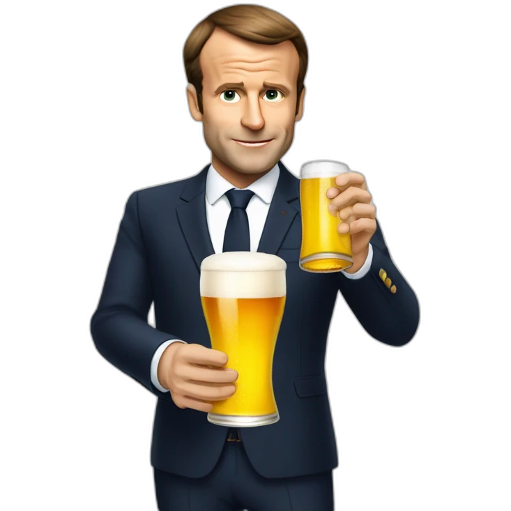 Macron qui boit une biere emoji