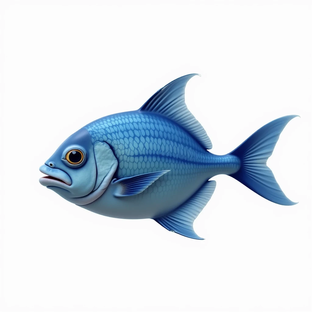 whole blue fish isolated, no background, realistic style, natural details emoji