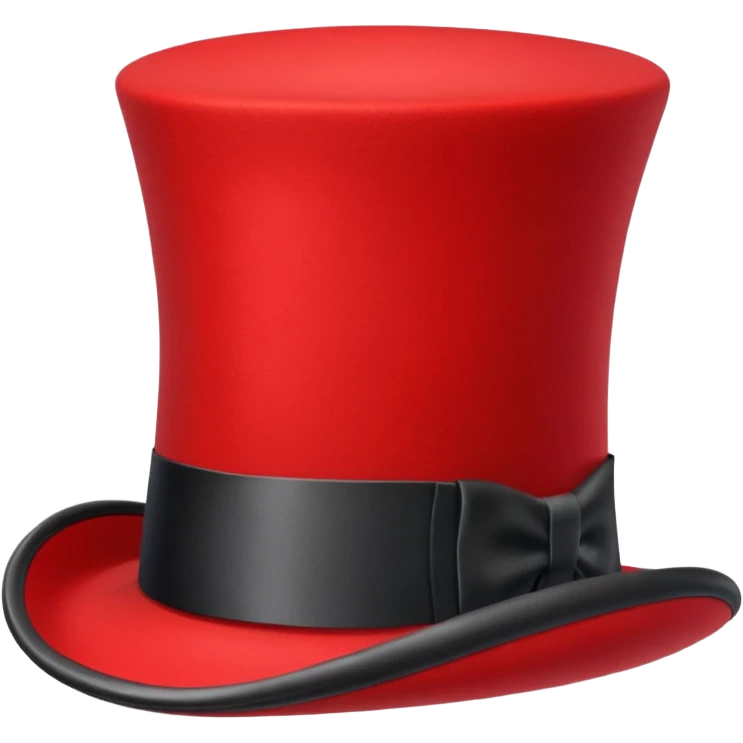 red top hat with black band without bow, classic shape emoji
