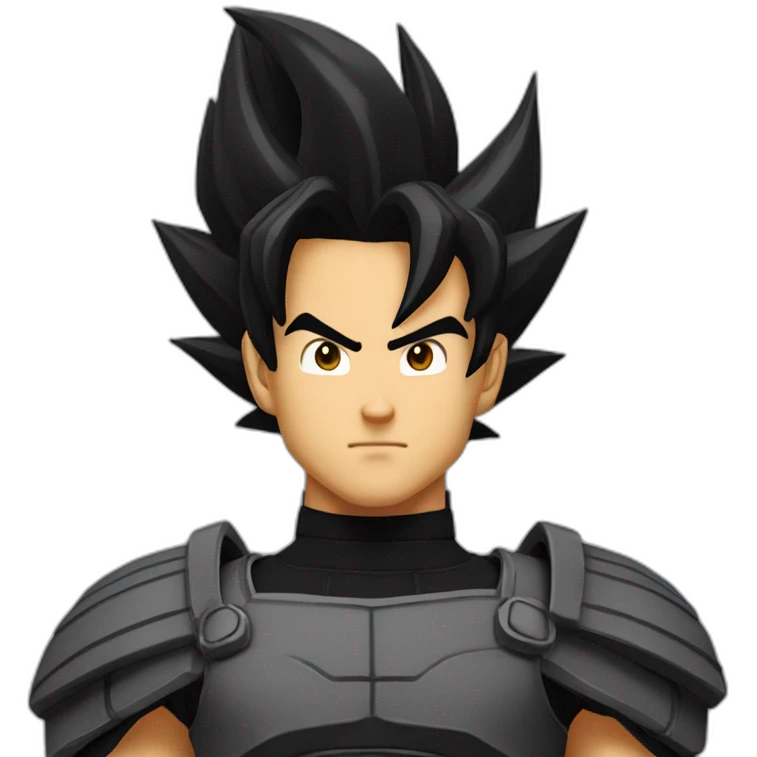 A Male Saiyan With Black Battle Armor And Hair Like Trunks Super Saiyan Grade 2 But Black Dragon Ball emoji