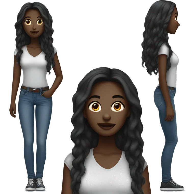 dark-skinned girl in jeans emoji