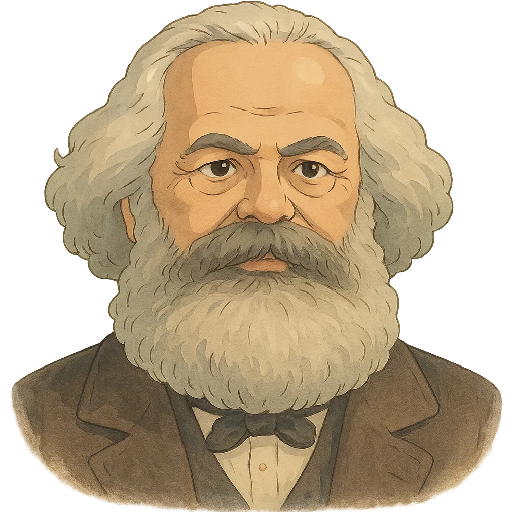 detailed face and beard of Karl Marx, soft colors emoji