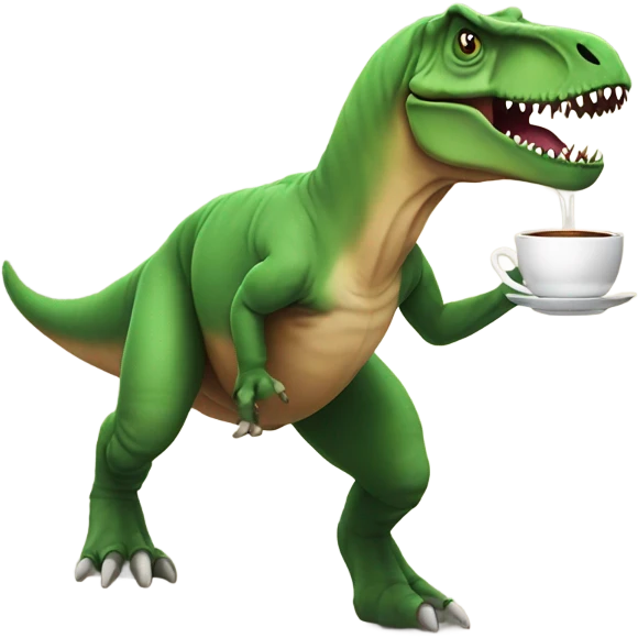 T. rex with tea emoji
