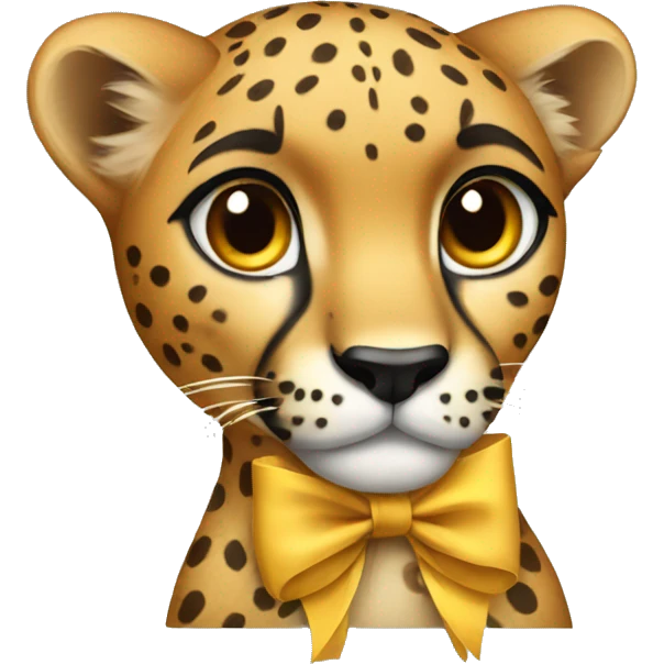 cheetah wearing a bow emoji