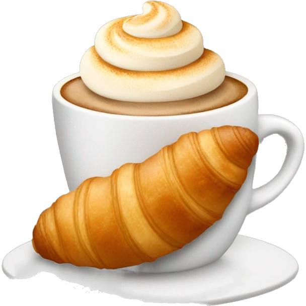 Cup of cappuccino with croissant emoji