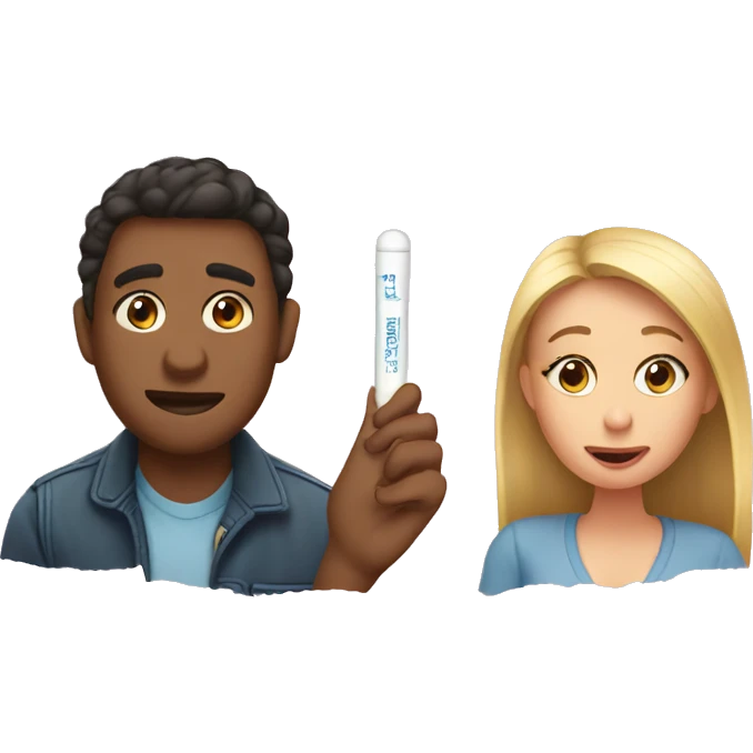 couple looking at pregnancy test emoji