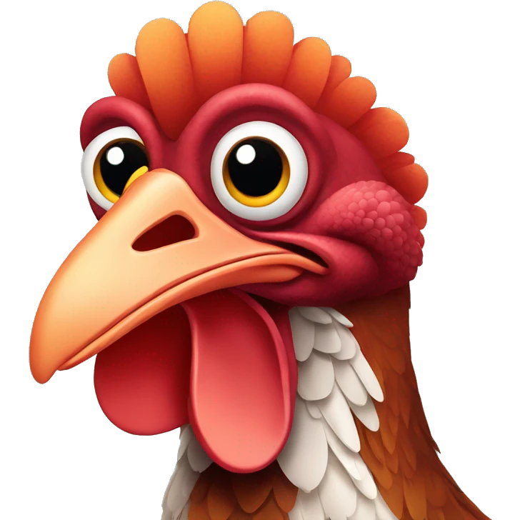 Red-haired cartoon turkey with big eyes emoji
