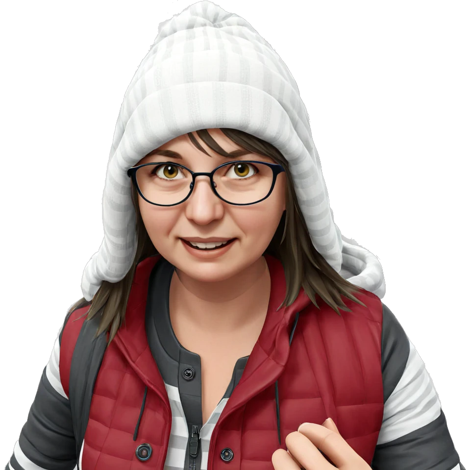 smiling girl in striped shop emoji