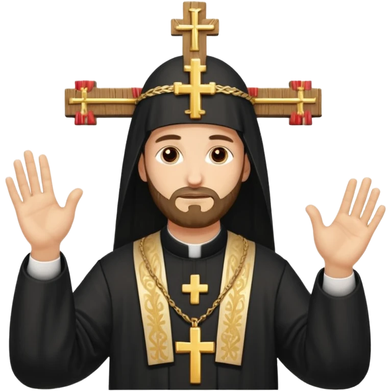 Orthodox Christian priest making the sign of the cross with the movement outlined emoji