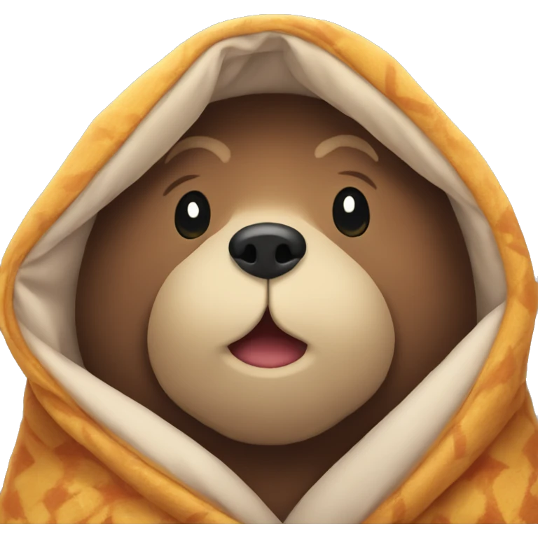 bear cozy in blanket emoji