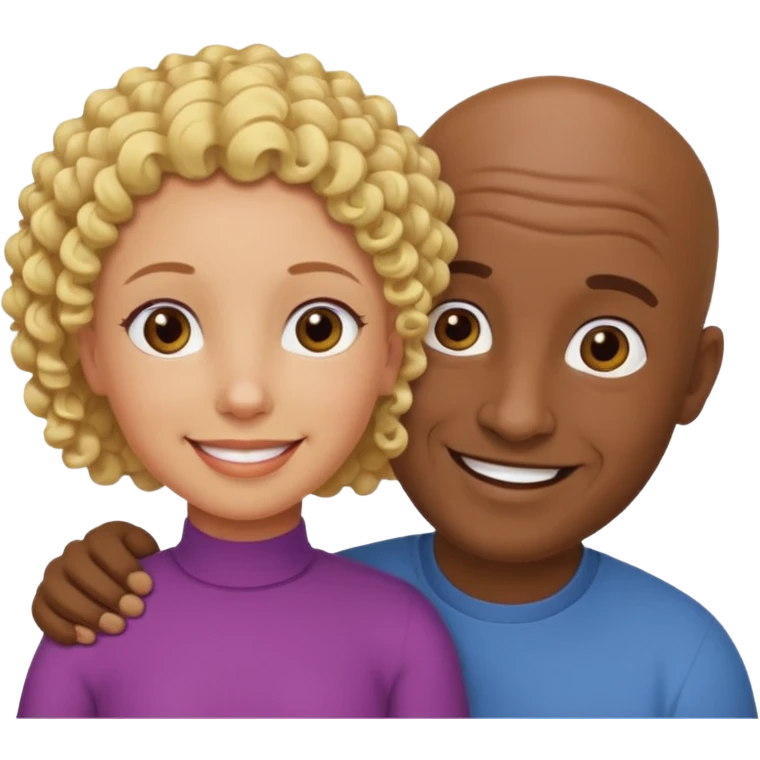 Papá calvo moreno, hija rizada y mamá rubia emoji