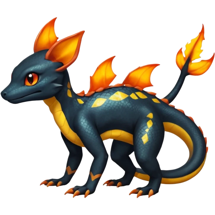 Shiny Exotic Salandit-Umbreon-Charmeleon-Fakémon-hybrid-creature (full body)  emoji