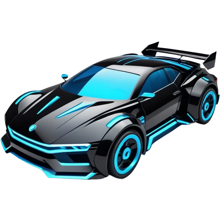 futuristic black and blue cyberpunk car emoji