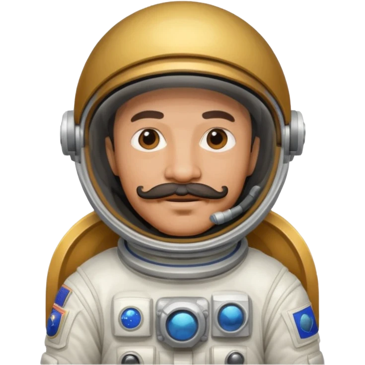 Mustached astronaut man holding helmet emoji