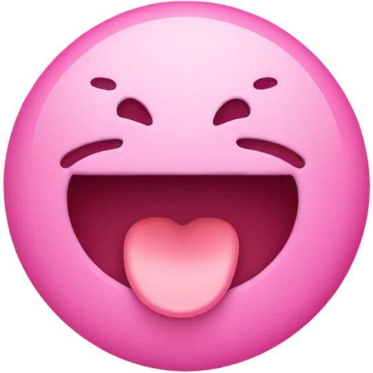 Pink smiley face with tongue out emoji
