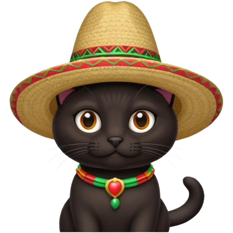 mexican hat black cat emoji