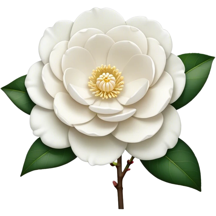 single White Camellia Japonica, straight stem emoji