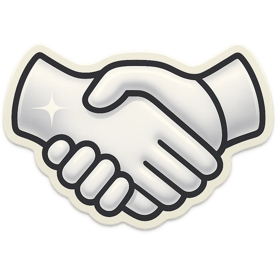 make me a white colour  handshake with white outline emoji