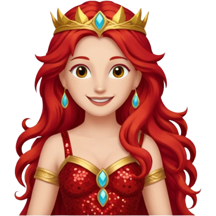 Vesta, Goddess of Hearth from Gods and Goddesses with long red hair, red sequin outfit emoji