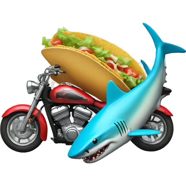 Motorcycle shark eating a taco emoji