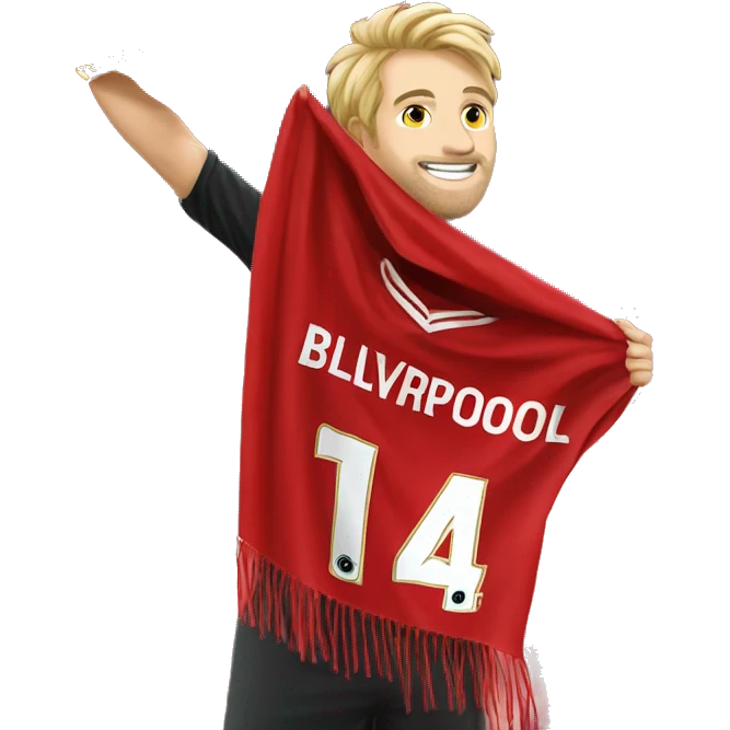 Liverpool fc scarf held up by fan emoji