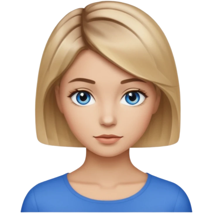 frau braune-blond balayage, kurzhaarfrisur, blaue Augen emoji