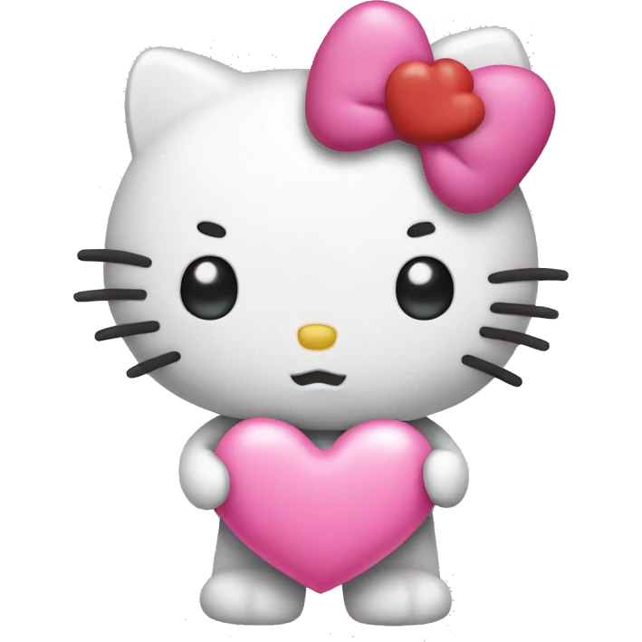 hello kitty holding a pink heart emoji