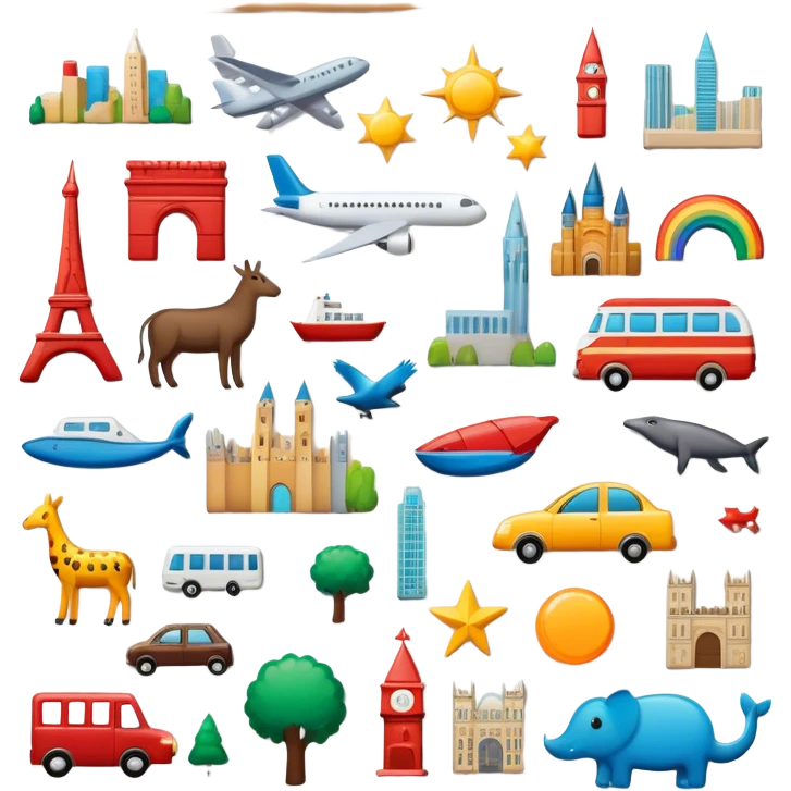 Icon for Magnet Collecting: a magnetic board on a wall displaying a collection of various magnets from different places, featuring cities, animals, and symbols. The icon should evoke the joy and uniqueness of a diverse magnet collection. Transparent background. emoji