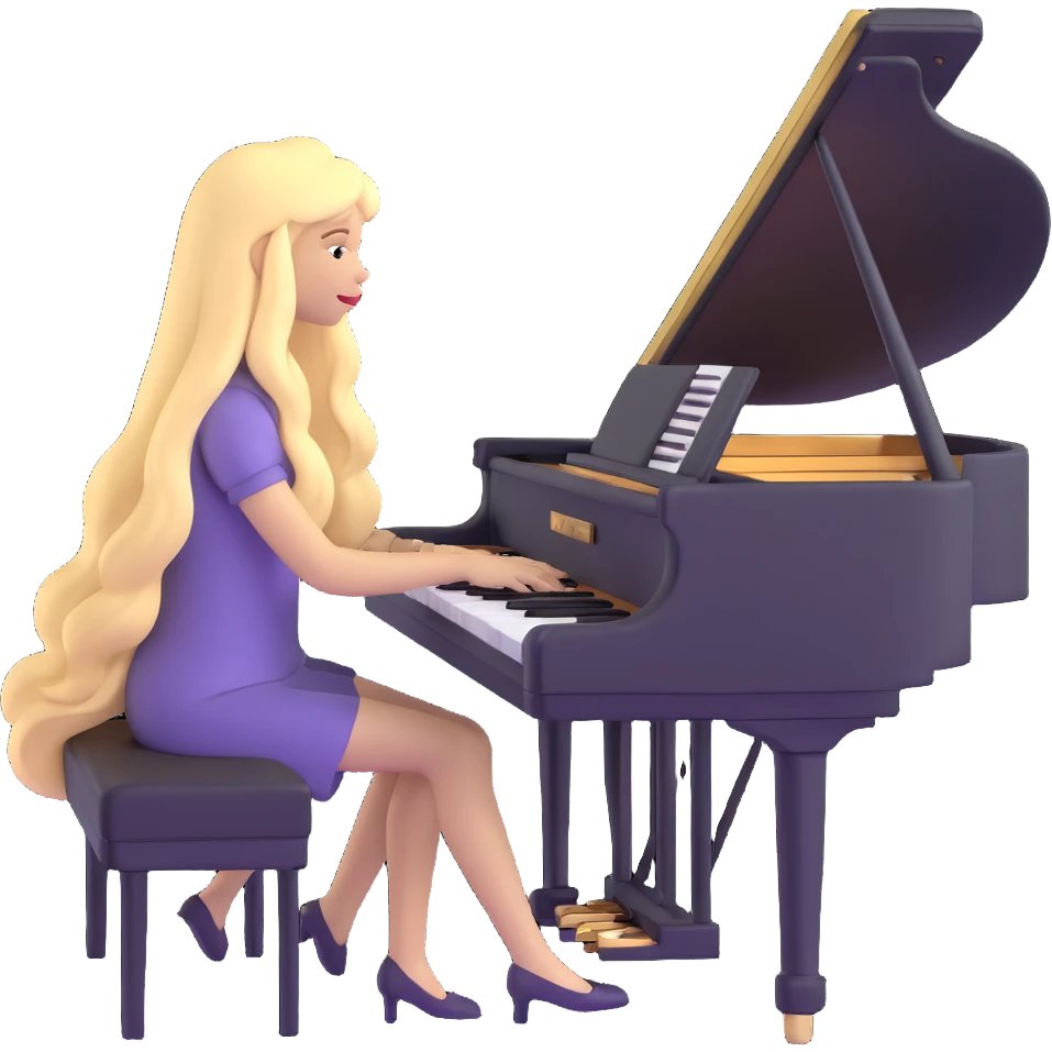 woman with long blonde hair playing the piano emoji