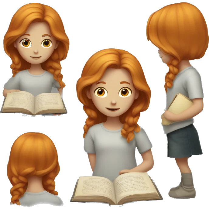 ginger girl with a book emoji