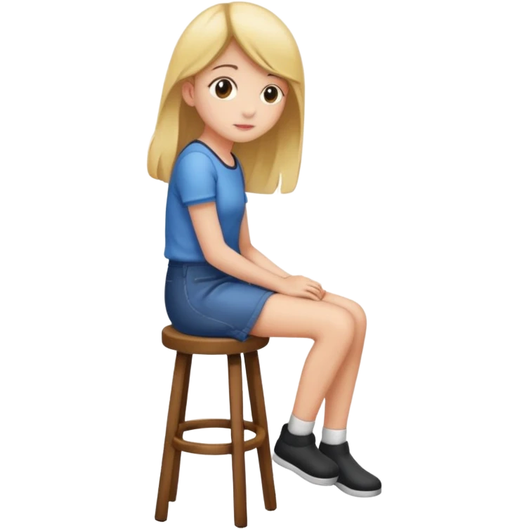 a girl is sitting on a stool seeing whole body toward left side emoji