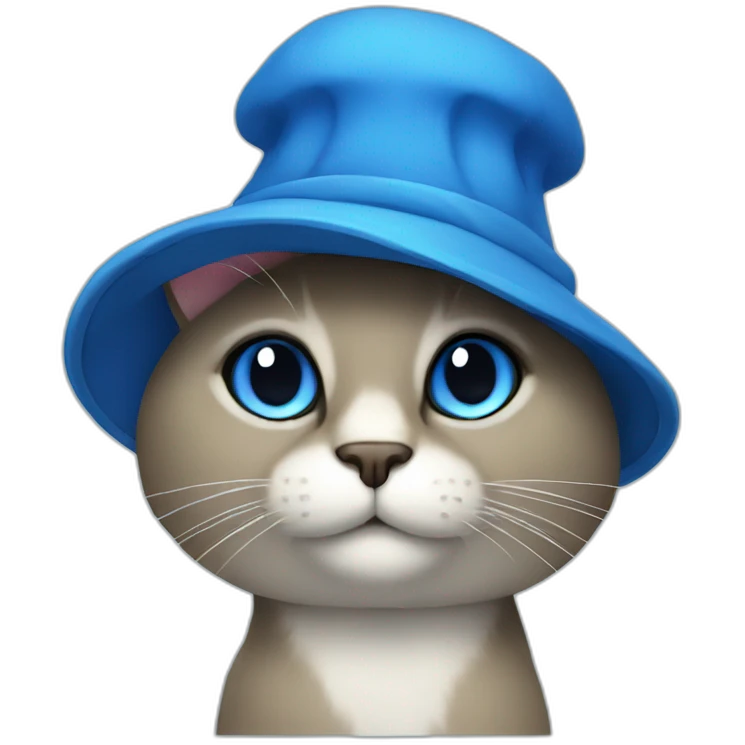 Blue cat with a mushroom hat emoji