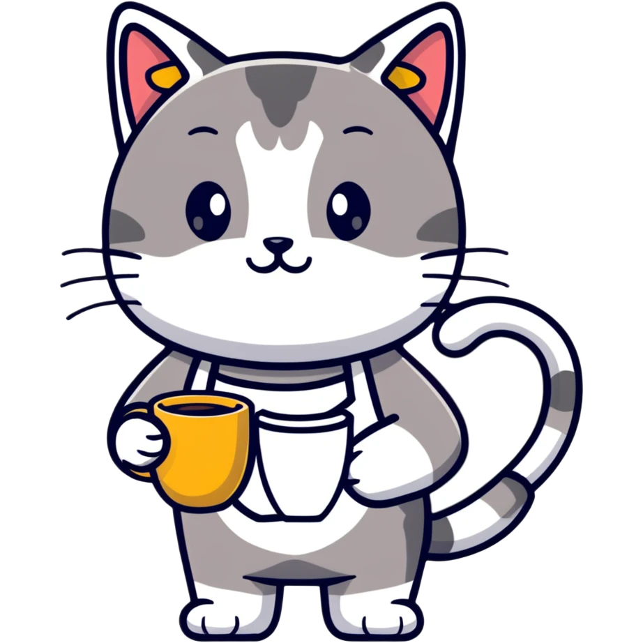 cat barista serving coffee emoji